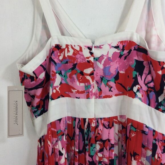 Katherine Kelly Quinn Floral Sleeveless V-Neck Pleated Dress Spring Blooms 4 NWT - Picture 6 of 13